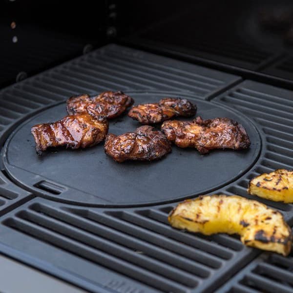 Mustang vendbar grillplade Ø29 cm / støbejernsplade med rillet