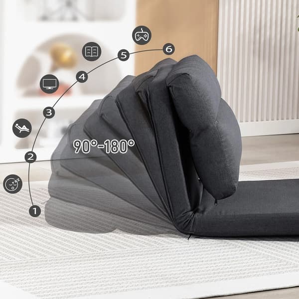 Foldbar loungestol med sengefunktion / gulvstol med justerbart