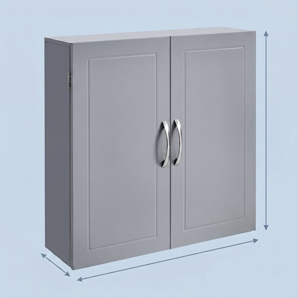 Vægskab med 2 døre, 60 x 18 x 60 cm – Grå/Hvid / Badeværelsessk