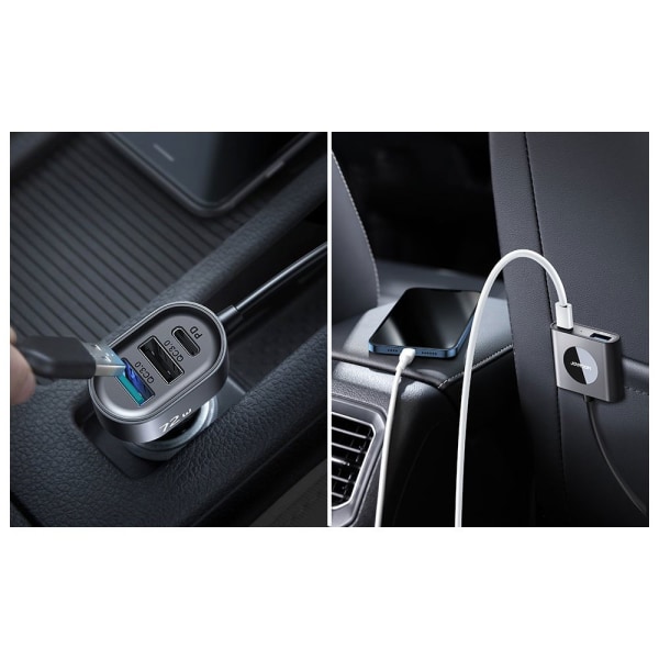 Joyroom Multi Car Charger 2xUSB-C PD + 2xUSB QC3.0 72W - Sort