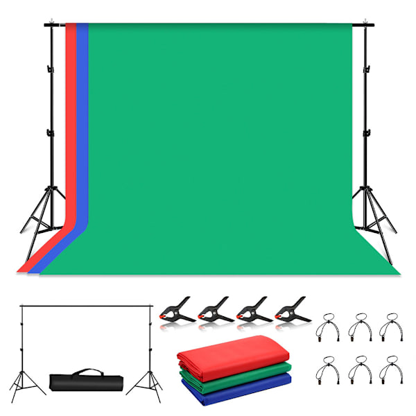 PULUZ Studio taustakangas telineellä 2x3m - Punainen / Sininen