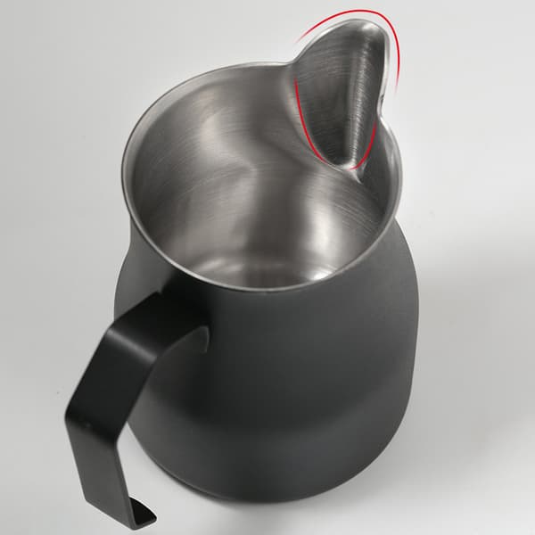 Sort mælkekande i rustfrit stål 350 ml / mælkeskummekande med s