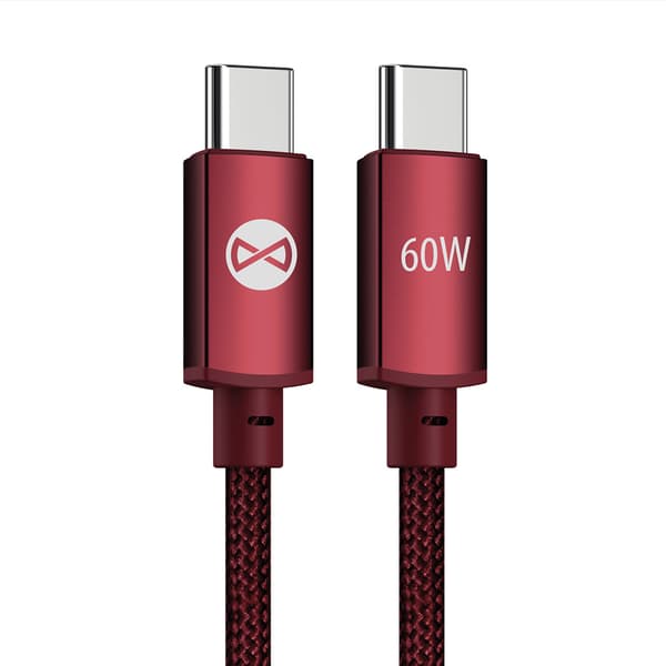 Forever Vibe USB-C-kabel 1 m 60 W – Vinrød / Hurtigopladningska