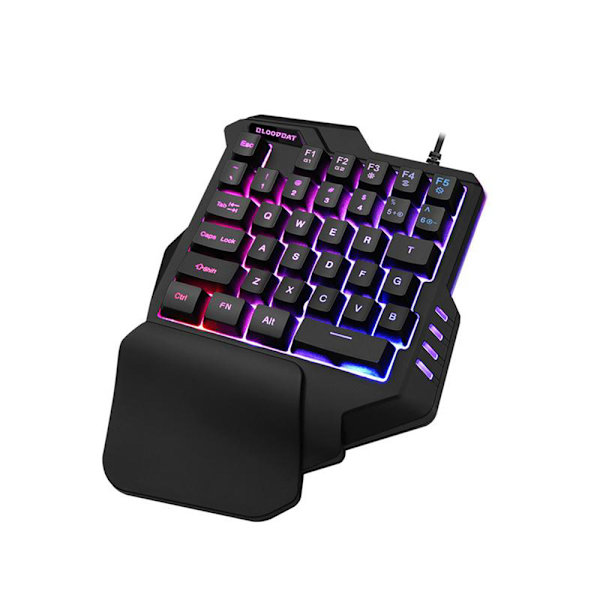 Enhånds-gamingtastatur med belysning - 7 RGB-farver