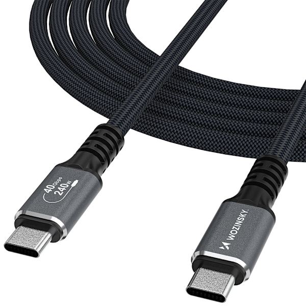 Wozinsky Thunderbolt 4 USB-C-kabel 240W 2m 4K - Sort