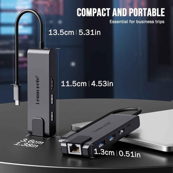 Lemorele TC24L 5-i-1 USB-C-dockningsstation / USB-C-hubb med 4K