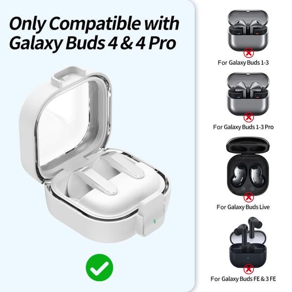 Hovedtelefonetui med kliklås til Galaxy Buds4 og Buds4 Pro – Hv