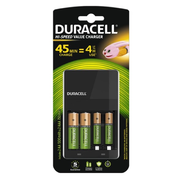 Duracell Hi-Speed Batterilader AA/AAA Sort