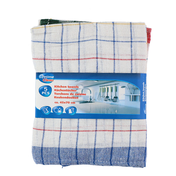 Kökshanddukar 70 x 45 cm i 5-pack med rutmönster