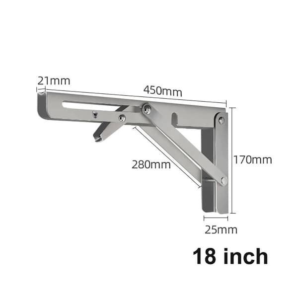 Fällbar konsol 450 x 170 mm – silverfärgat stål för kraftfull v