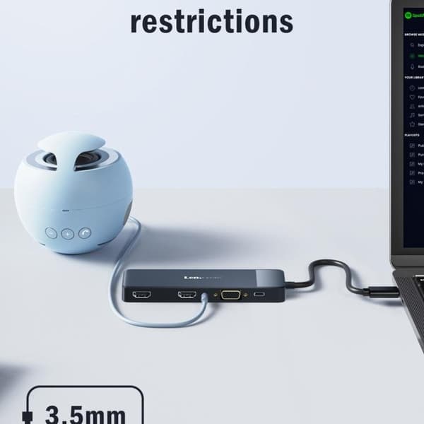 Lemorele TC94 10-in-1-telakointiasema, jossa on kaksi HDMI-liit