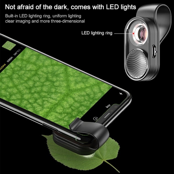Mobilmikroskop 100X med LED-lys
