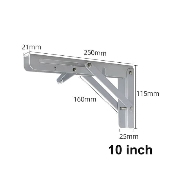 Fällbar konsol 250 x 115 mm – vit metall för väggmontering