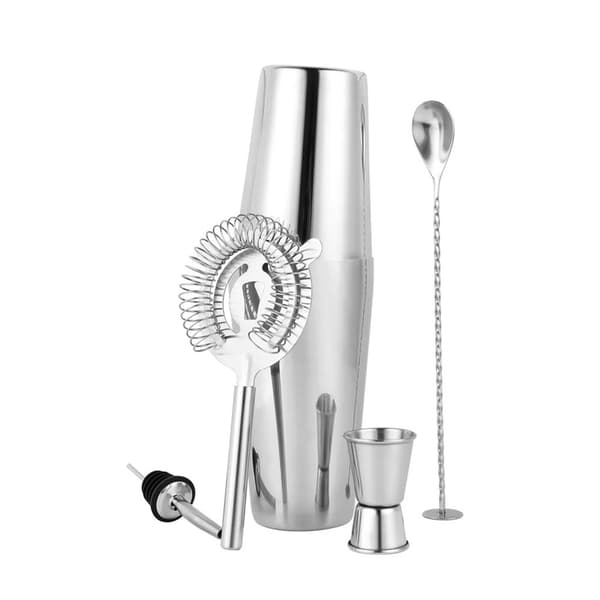 Boston shaker i rostfritt stål – 5-delars cocktailset