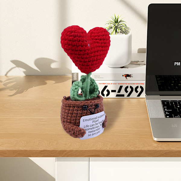 Stickat Hjärta i kruka - Emotional support plant