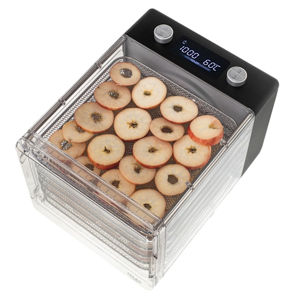 Tæppetørrer med timer, 6 bakker og sammenklappeligt design