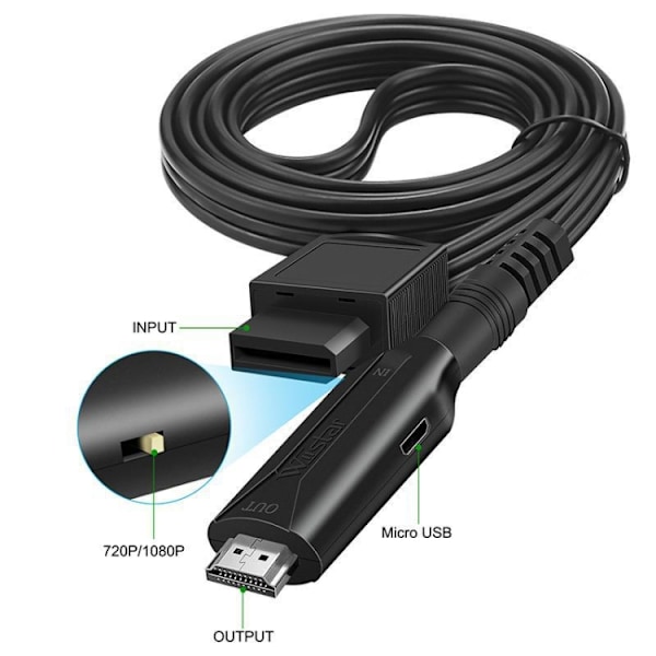 Adapterkabel kompatibelt med Nintendo Wii til HDMI 1m 1080P