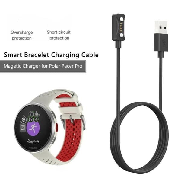 Laddkabel USB för Polar Pacer Pro 1 m – Svart