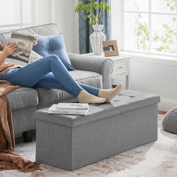 Stor fotpall med förvaring 110 × 40 × 38 cm – Grå