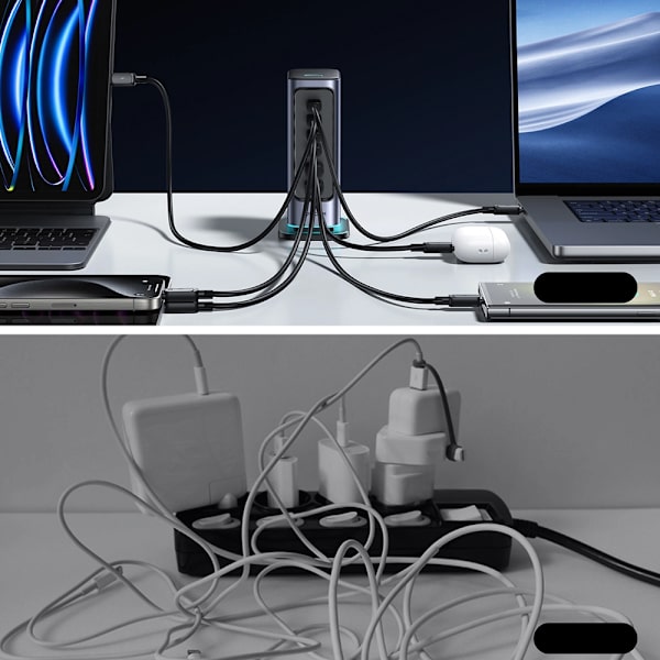 Joyroom GaN Laddstation 65W med 4xUSB-C och 2xUSB - Mörkgrå