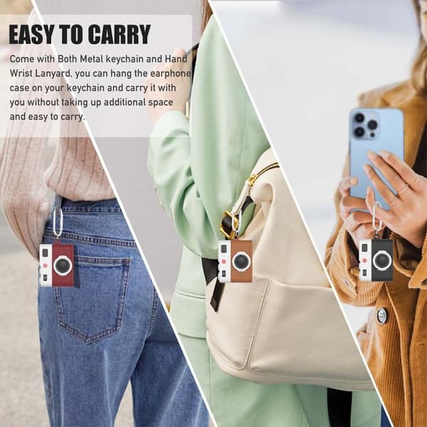 Etui til AirPods 4 i retro kameradesign – Sort silikone