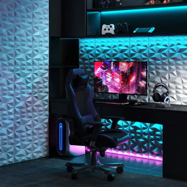3D-vægpaneler i diamantdesign - 50-pak, 4,5 m²