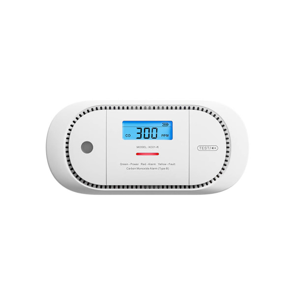 X-Sense XC01-R kolmonoxiddetektor med utbytbart batteri och LCD