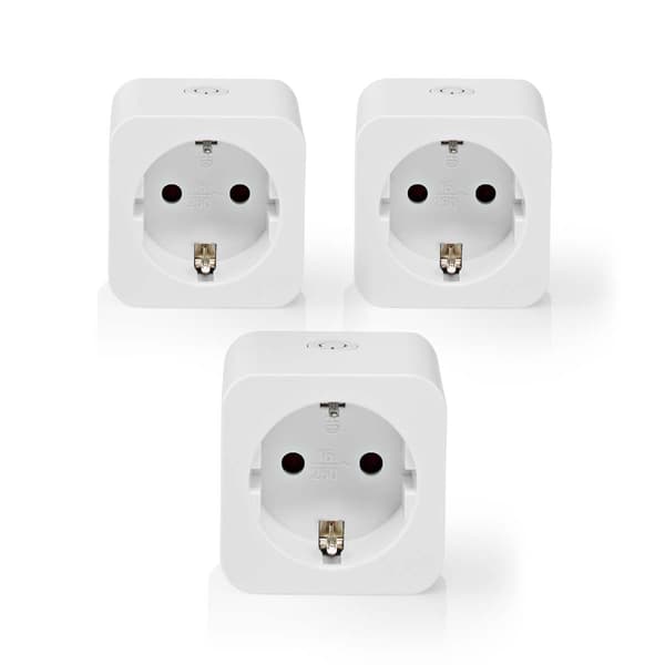 Nedis SmartLife Smart Plug Wi-Fi Power meter 3680W Vit - 3-pack