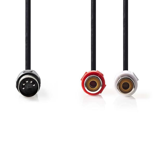 DIN 5-pin lydkabel 20 cm - 2x RCA hun