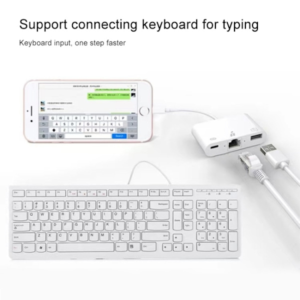 iPhone-adapter til USB + 1000M Ethernet + lynnedslag