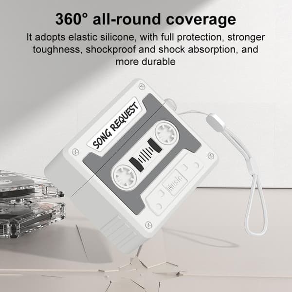 Silikoneetui til AirPods 4 i kassette i retrostil - Grå