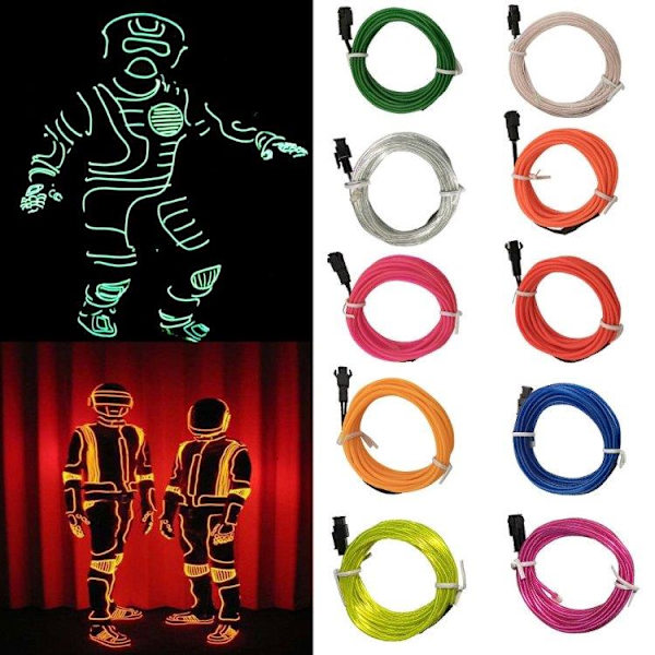Batteridriven Led Wire Neon slinga 3 Meter - Cerise