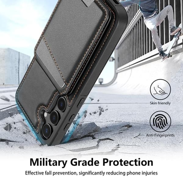 Kortholder og stativ med magnet til Samsung Galaxy S24 - Sort