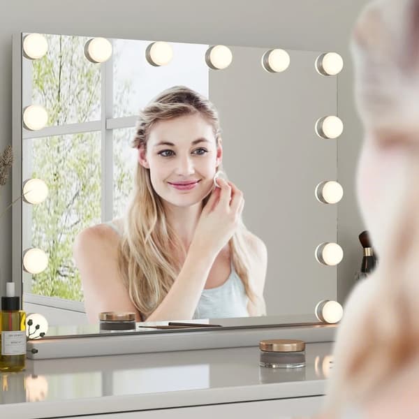 Hollywood makeup-spejl med LED-belysning – 50×43 cm