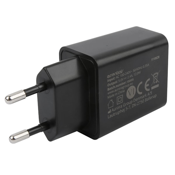 Essentials USB-oplader 12W MFI med USB til Lightning-kabel - Sv