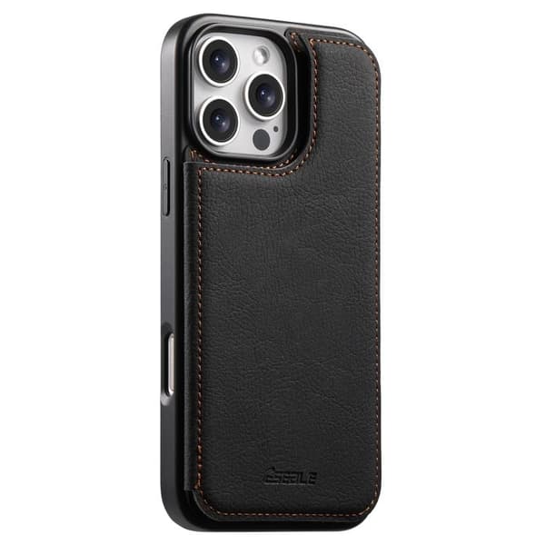 Kunstlæderbagside med kortholder til iPhone 16 Pro - Svart