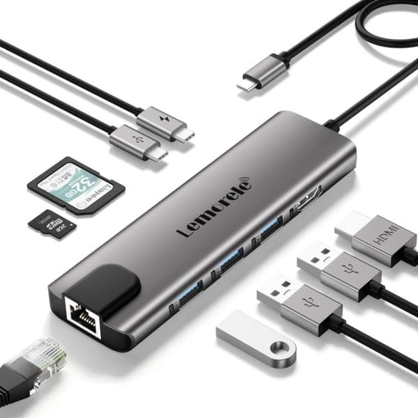 Lemorele TC39 9-i-1 USB-C-dockningsstation / USB-C-hubb med 4K