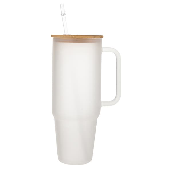 Sugrörsmugg i glas till bilen - Matt / termosmugg med sugrör /
