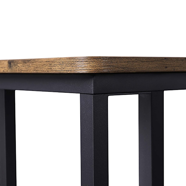 Sidebord med hjul og industrielt design i brun/svart