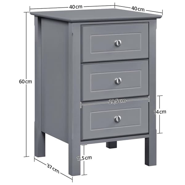 Sengebord med 3 skuffer 40×40×60 cm / sidebord med opbevaring o