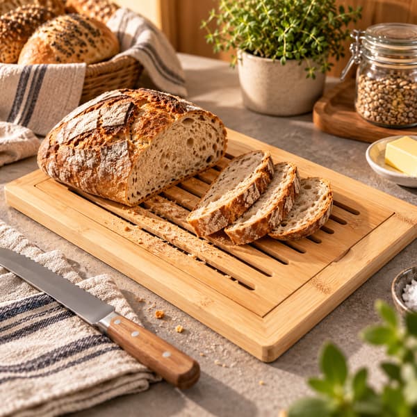 Skärbräda för bröd i bambu 38x24cm / Brödskärbräda / Smulskärbr