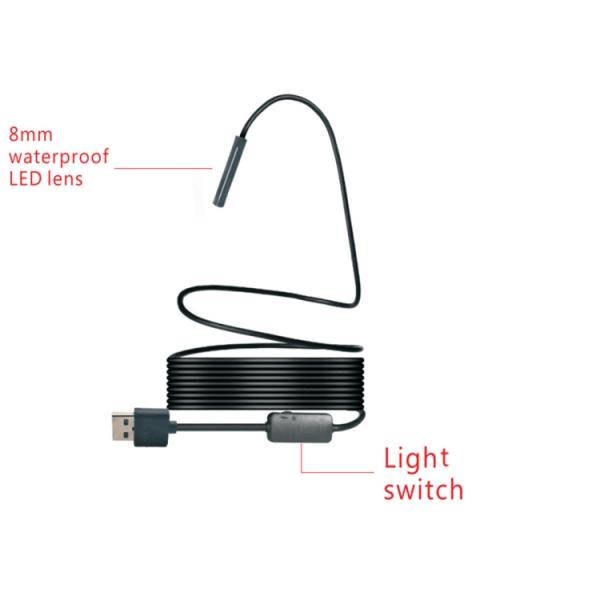 Stift Trådløst Inspektionskamera 1200P HD Wi-Fi Endoskop8 LED -