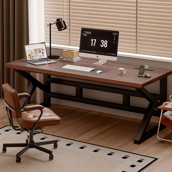 Skrivebord 140x60cm Svart/Walnut brown / office desk / work des