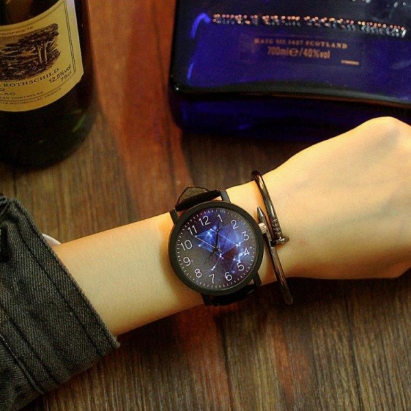 Armbandsur Konstläderband Cosmic Svart