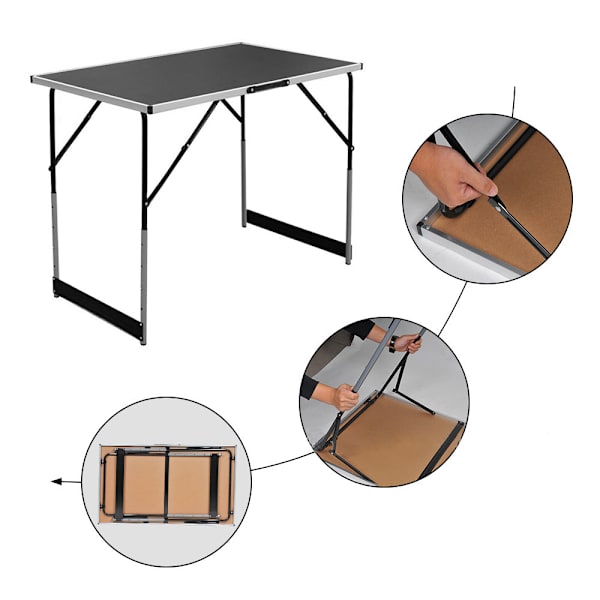 Foldbart aluminiumsbord med justerbar højde