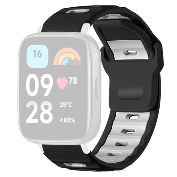 Silikoniranneke Redmi Watch 3 Active / Watch 3 Lite – musta/val