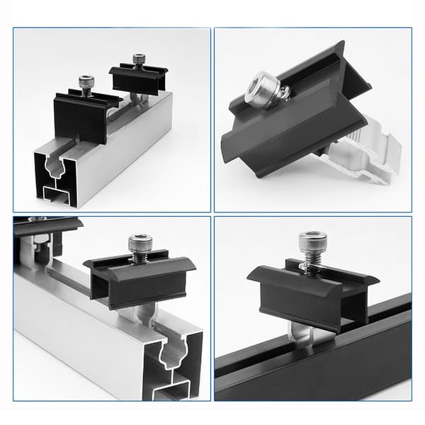 Midterklemme i aluminium til solcellemodul - 10-pak