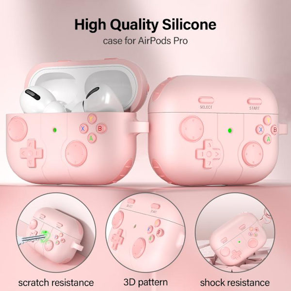 Silikonecover i spilcontroller-design til AirPods Pro – Pink
