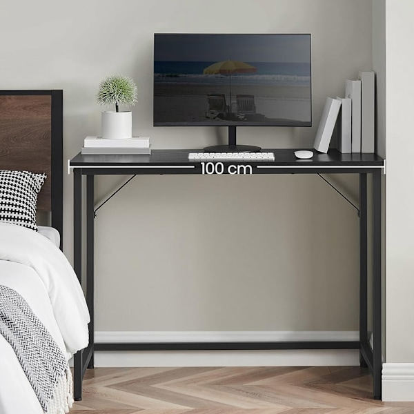 sort skrivebord med metalramme - 100 x 50 x 75 cm
