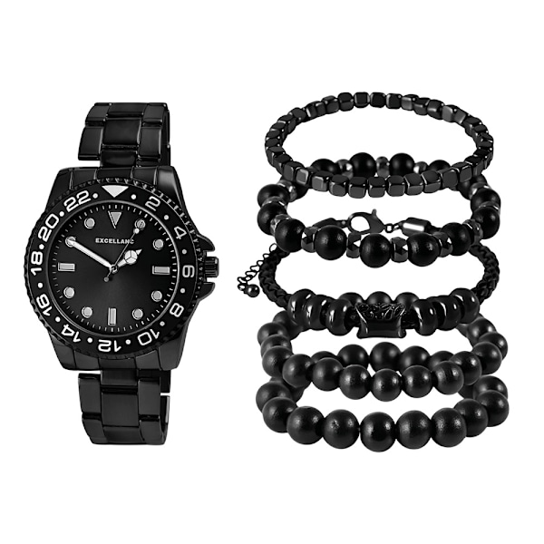 Excellanc Presentset Herrklocka och 5 armband -  Svart